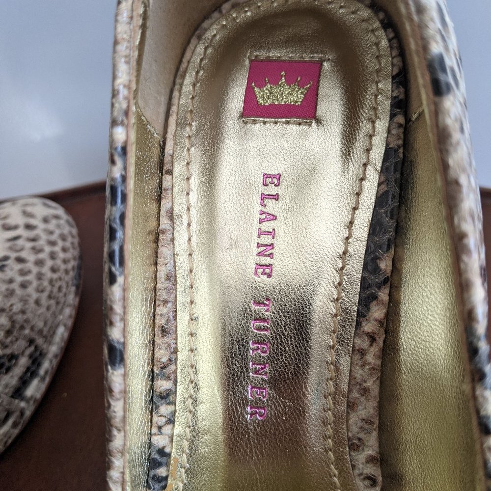 Size 8-Elaine Turner Python Print Closed Toe Heels - image 7